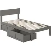 Boston Twin Bed with 2 Drawers in Grey