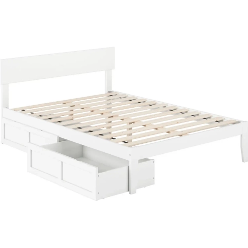 Boston Full Bed with 2 Drawers in White