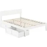 Boston Full Bed with 2 Drawers in White