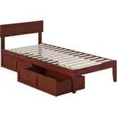 Boston Twin Extra Long Bed with 2 Extra Long Drawers in Walnut