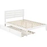 Oxford Queen Bed with USB Turbo Charger & Twin Extra Long Trundle in White