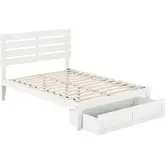 Oxford Full Bed with Foot Drawer & USB Turbo Charger in White