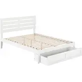 Oxford Queen Bed with Foot Drawer & USB Turbo Charger in White