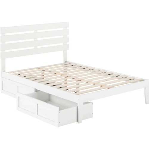 Oxford Full Bed with USB Turbo Charger & 2 Drawers in White