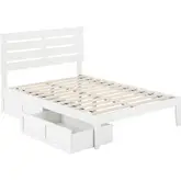 Oxford Full Bed with USB Turbo Charger & 2 Drawers in White