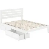 Oxford Queen Bed with USB Turbo Charger & 2 Extra Long Drawers in White