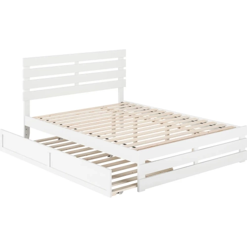 Oxford Queen Bed with Footboard, USB Turbo Charger & Twin Ex Long Trundle in White