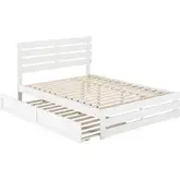 Oxford Queen Bed with Footboard, USB Turbo Charger & Twin Ex Long Trundle in White