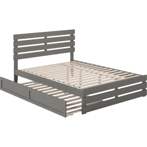Oxford Queen Bed with Footboard, USB Turbo Charger & Twin Ex Long Trundle in Grey