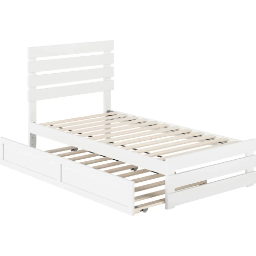Oxford Twin Bed with Footboard & USB Turbo Charger with Twin Trundle in White