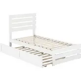 Oxford Twin Bed with Footboard & USB Turbo Charger with Twin Trundle in White
