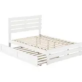 Oxford Full Bed with Footboard & USB Turbo Charger with Twin Trundle in White