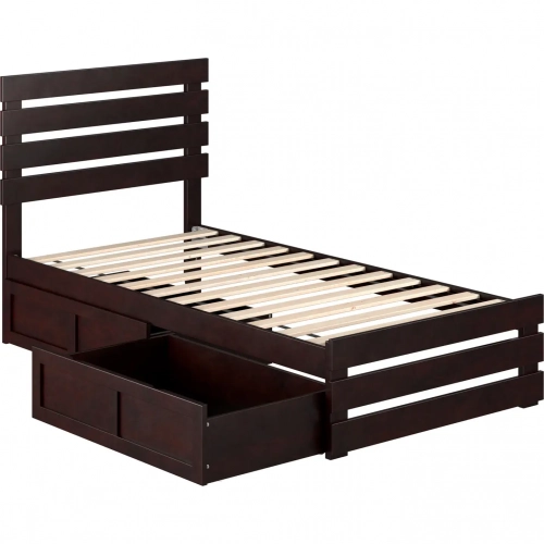 Oxford Twin Bed with Footboard & 2 Drawers in Espresso Finish