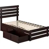 Oxford Twin Bed with Footboard & 2 Drawers in Espresso Finish