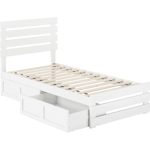 Oxford Twin Bed with Footboard, USB Turbo Charger & 2 Drawers in White