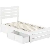 Oxford Twin Bed with Footboard, USB Turbo Charger & 2 Drawers in White