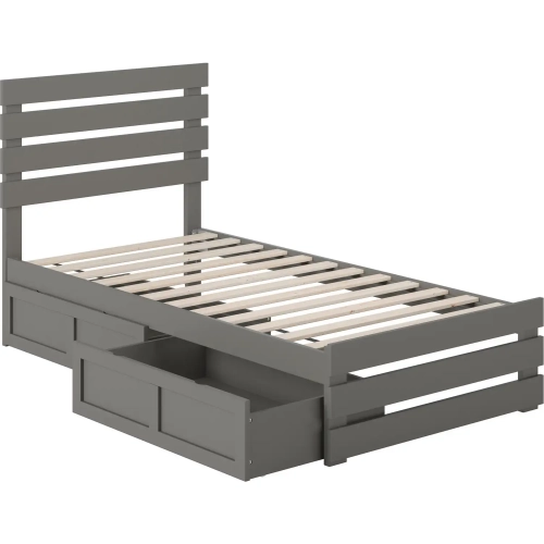 Oxford Twin Bed with Footboard, USB Turbo Charger & 2 Drawers in Grey