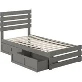 Oxford Twin Bed with Footboard, USB Turbo Charger & 2 Drawers in Grey