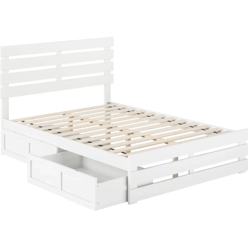 Oxford Full Bed with Footboard, USB Turbo Charger & 2 Drawers in White