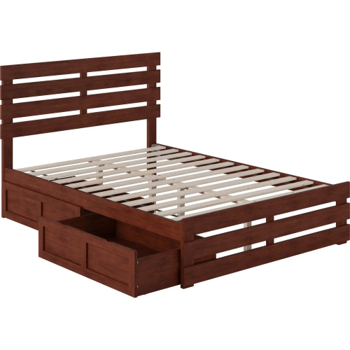 Oxford Full Bed with Footboard, USB Turbo Charger & 2 Drawers in Walnut