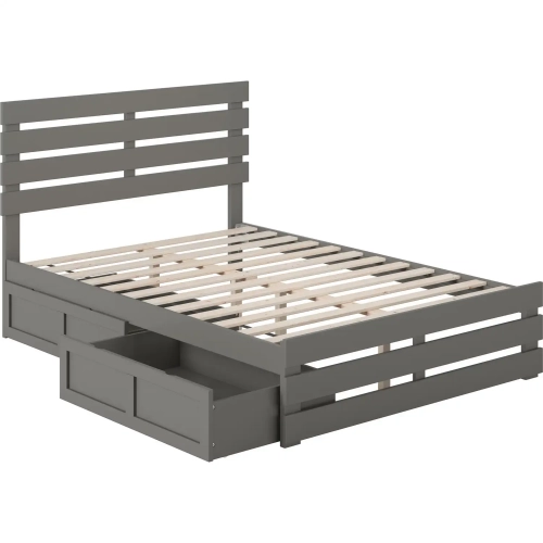 Oxford Full Bed with Footboard, USB Turbo Charger & 2 Drawers in Grey