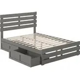 Oxford Full Bed with Footboard, USB Turbo Charger & 2 Drawers in Grey
