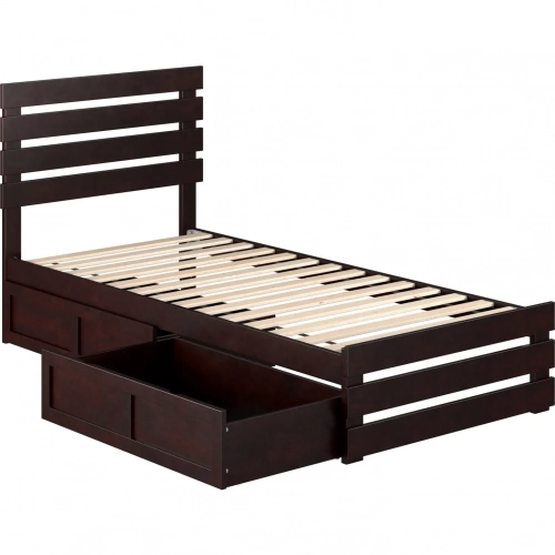Oxford Twin XL Bed with Footboard & 2 Drawers in Espresso Finish