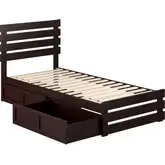 Oxford Twin XL Bed with Footboard & 2 Drawers in Espresso Finish