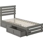 Oxford Twin Ex Long Bed with Footboard, USB Turbo Charger & 2 Ex Long Drawers in Grey