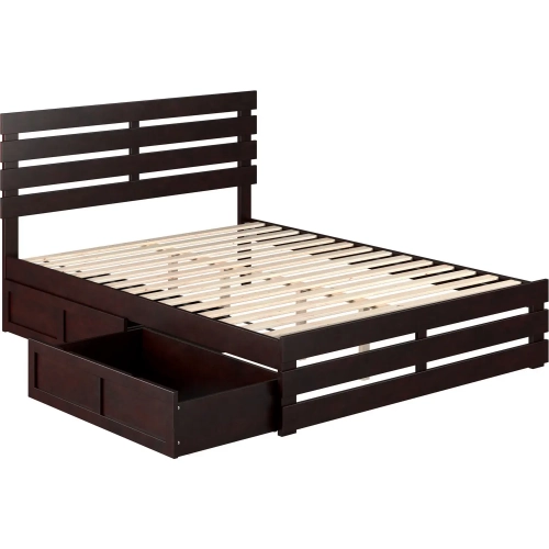 Oxford Queen Bed with Footboard & 2 Drawers in Espresso Finish