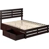Oxford Queen Bed with Footboard & 2 Drawers in Espresso Finish