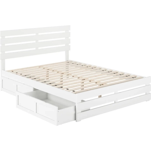 Oxford Queen Bed with Footboard, USB Turbo Charger & 2 Extra Long Drawers in White
