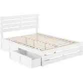 Oxford Queen Bed with Footboard, USB Turbo Charger & 2 Extra Long Drawers in White