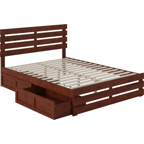 Oxford Queen Bed with Footboard, USB Turbo Charger & 2 Extra Long Drawers in Walnut