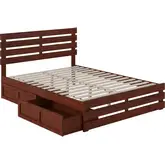 Oxford Queen Bed with Footboard, USB Turbo Charger & 2 Extra Long Drawers in Walnut
