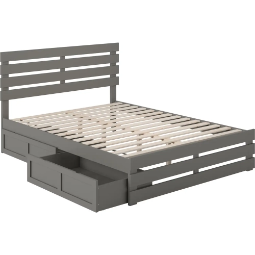 Oxford Queen Bed with Footboard, USB Turbo Charger & 2 Extra Long Drawers in Grey