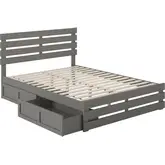 Oxford Queen Bed with Footboard, USB Turbo Charger & 2 Extra Long Drawers in Grey