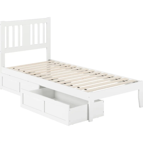 Tahoe Twin XL Bed with USB Turbo Charger & 2 XL Drawers in White