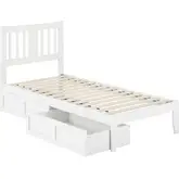 Tahoe Twin XL Bed with USB Turbo Charger & 2 XL Drawers in White