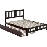 Tahoe Queen Bed with Footboard & Twin XL Trundle in Espresso Finish Wood