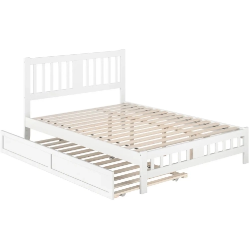 Tahoe Queen Bed with Footboard & Twin XL Trundle in White Finish