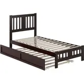 Tahoe Twin Bed with Footboard & Twin Trundle in Espresso Finish Wood