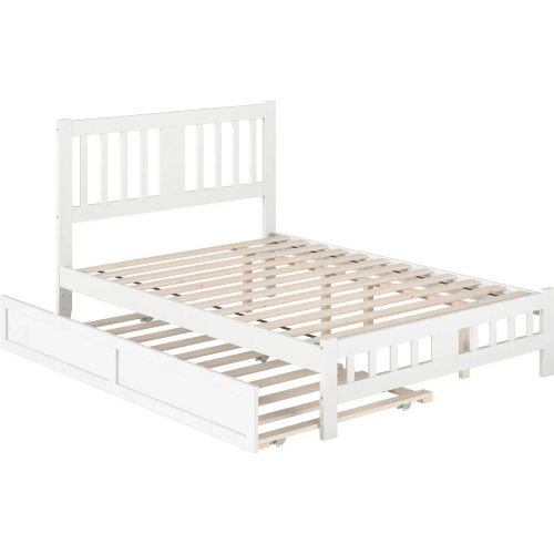 Tahoe Full Bed with Footboard & Twin Trundle in White Finish