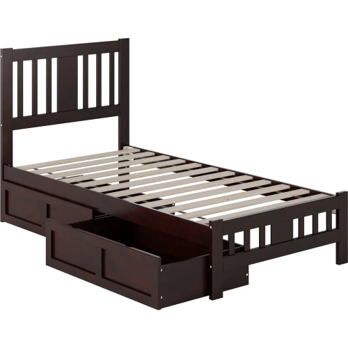 Tahoe Twin Bed with Footboard & 2 Drawers in Espresso Finish Wood