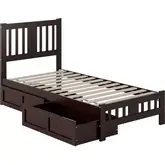 Tahoe Twin Bed with Footboard & 2 Drawers in Espresso Finish Wood