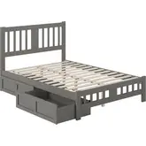 Tahoe Full Bed with Footboard & 2 Drawers in Grey Finish