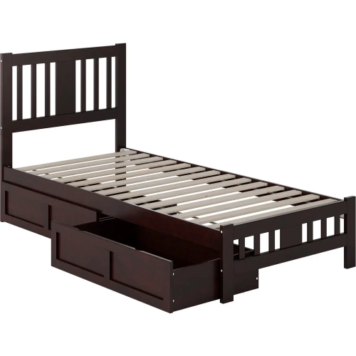 Tahoe Twin XL Bed with Footboard & 2 Drawers in Espresso Finish Wood