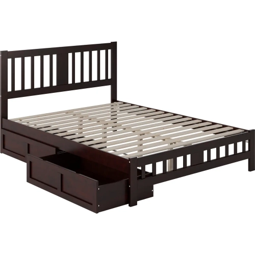 Tahoe Queen Bed with Footboard & 2 Drawers in Espresso Finish Wood