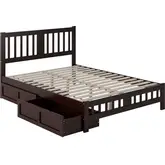 Tahoe Queen Bed with Footboard & 2 Drawers in Espresso Finish Wood