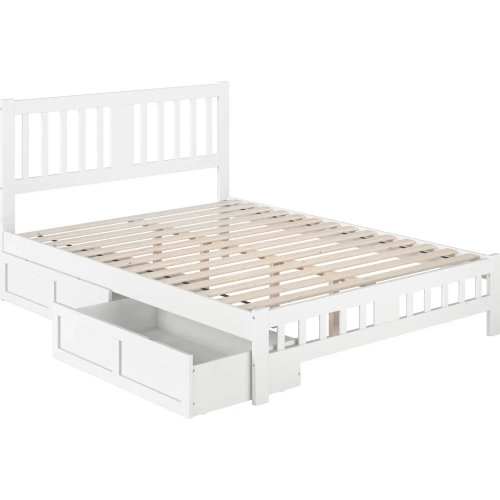 Tahoe Queen Bed with Footboard & 2 Drawers in White Finish